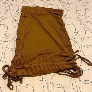 SHEIN Privé Drawstring Side Ribbed Bodycon Skirt